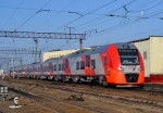 Электропоезд ЭС1-020 возвращается в Москву,станция Орша-Центральная