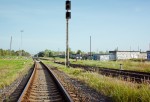 Маршрутный светофор Н8М перед примыканием Влодавского хода к Ковельскому ходу. Вид на нечётное направление (в сторону Бреста)