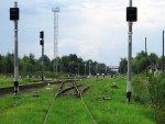 Светофор М3 перед действующим примыканием пути от парка Пугачёво к Ковельскому ходу. Вид на нечётное направление
