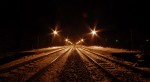 о.п. Пралески: Вид платформ в сторону Молодечно ночью